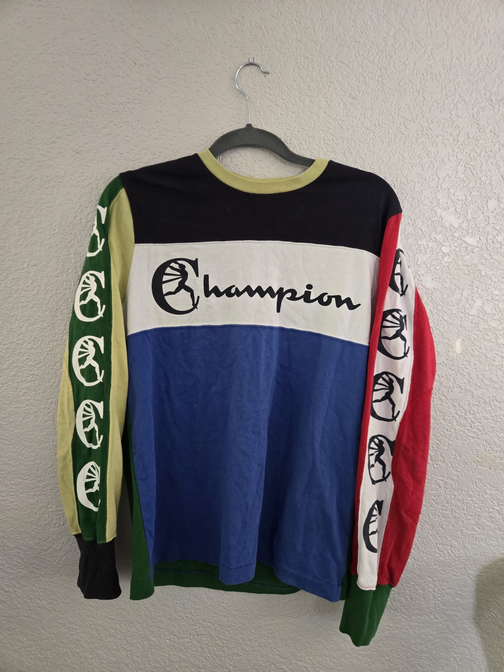 Champion Men’s Colorblock Long Sleeve Shirt - Blue/Black/Red/Green
